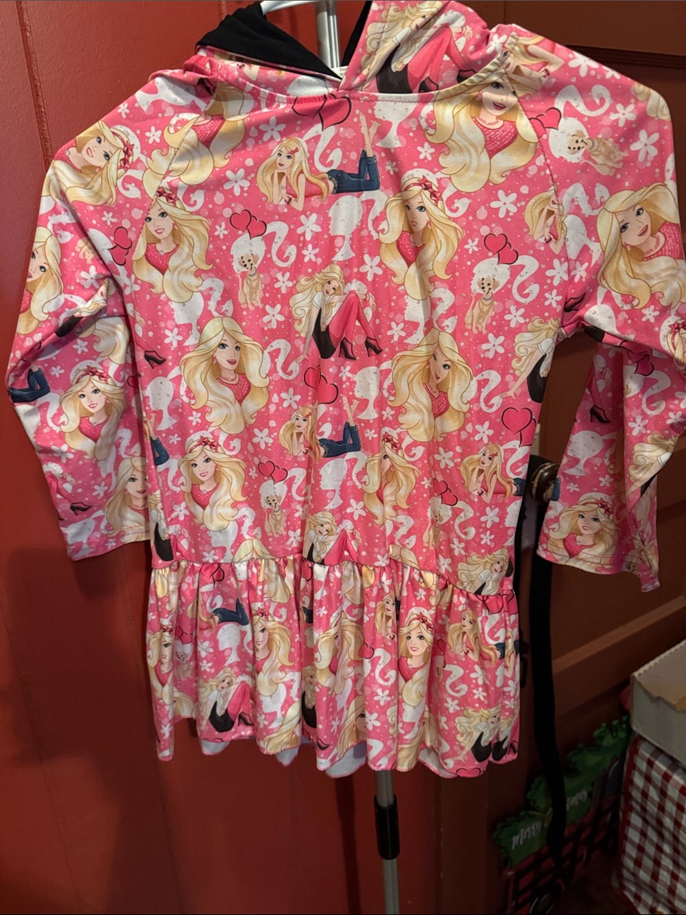 Source Unknown Pink Barbie Hooded Dress Top
